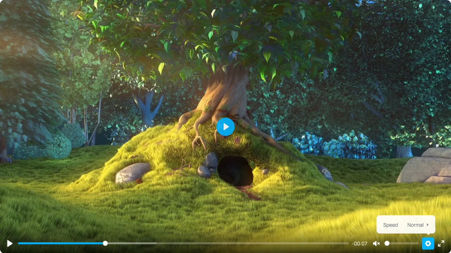 The player's settings menu switching between 720p and 360p versions of the same video.